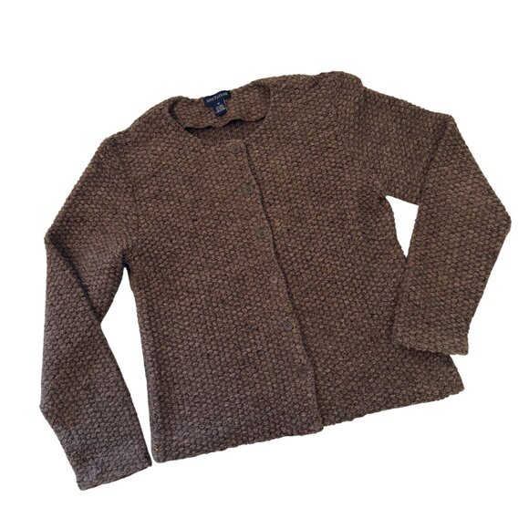 Ann Taylor Sz M Brown Textured Knit Shacket Sweater Jacket Vintage Late 90s-2000 - Picture 9 of 10